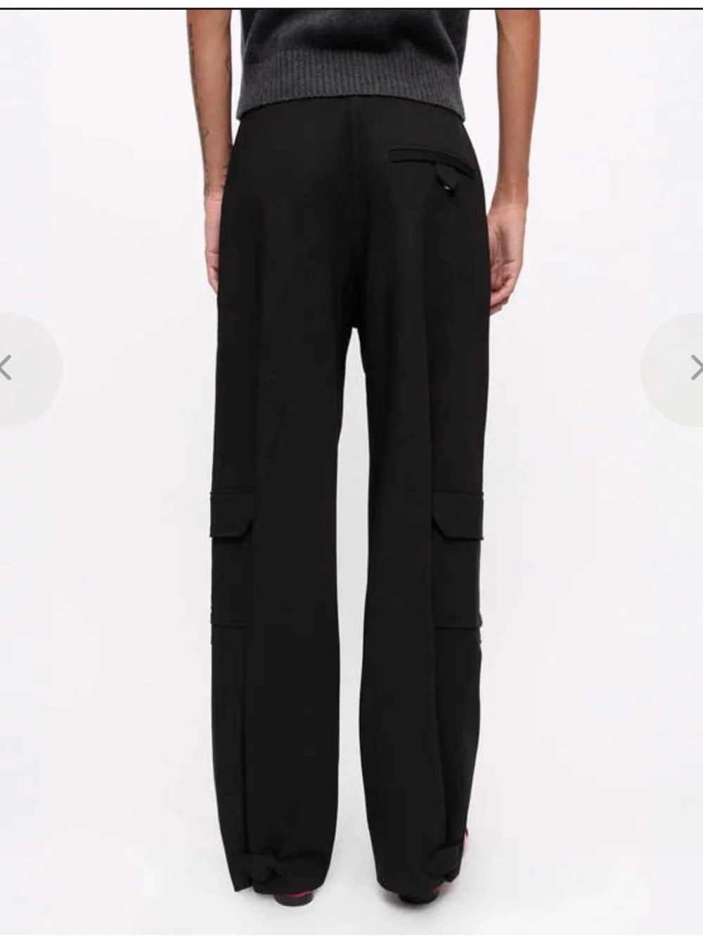 GANNI Twill Suiting Cargo Pants Size 0 Black Wide Leg High Rise Utility